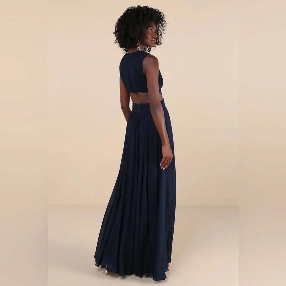 Lulus Vivid Imagination Navy Blue Cutout Maxi Dress - Picture 3 of 11